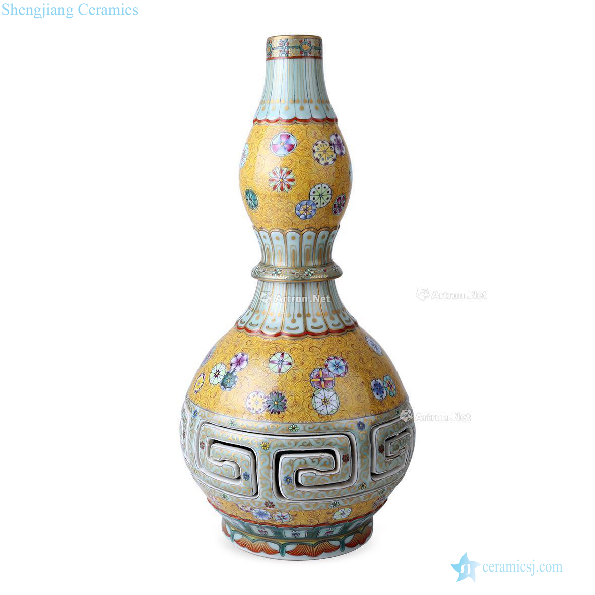 Qing qianlong to rolling way pastel yellow ball pattern hollow out the bottle which transform the mind