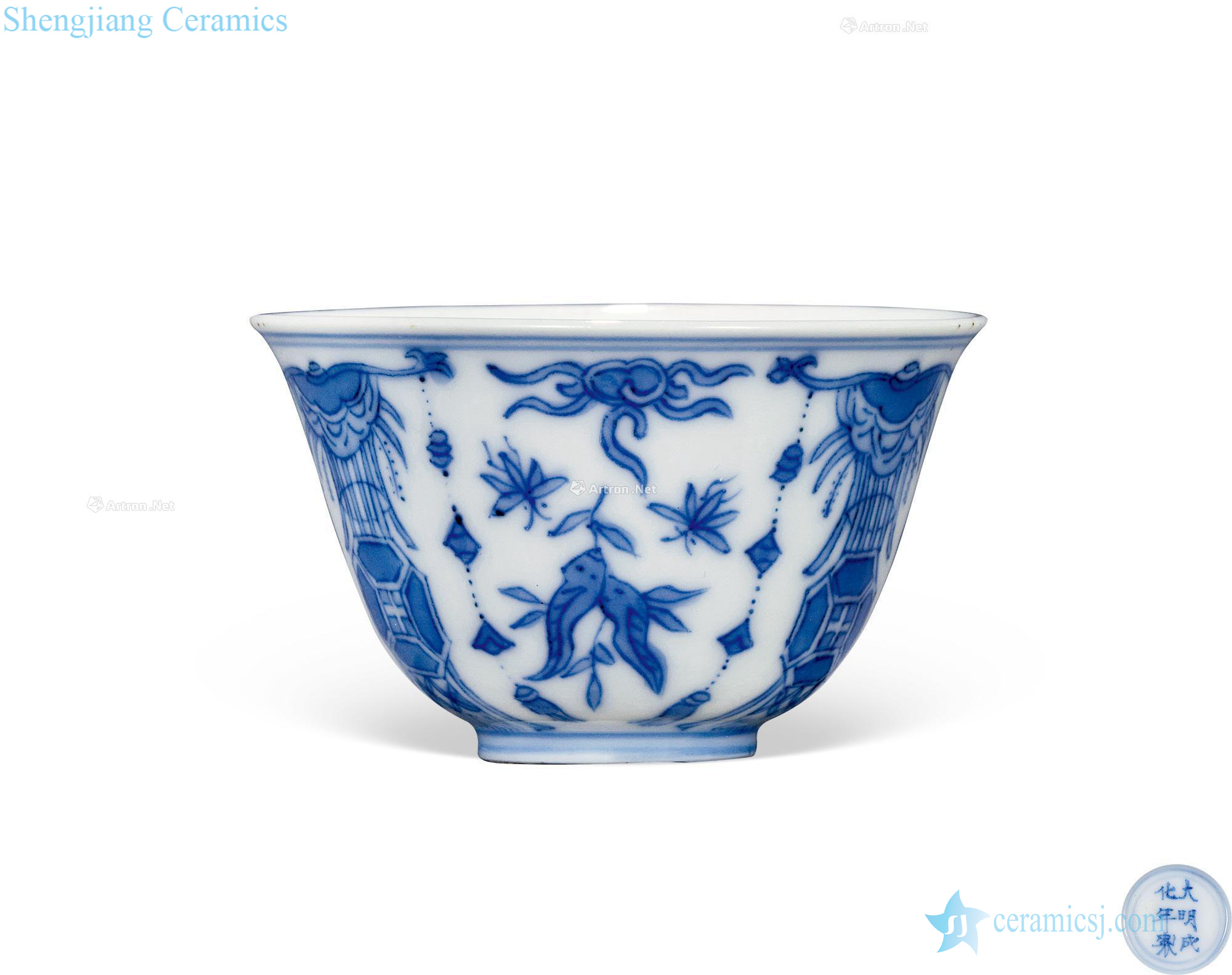 Qing yongzheng Blue and white eight auspicious grain cup