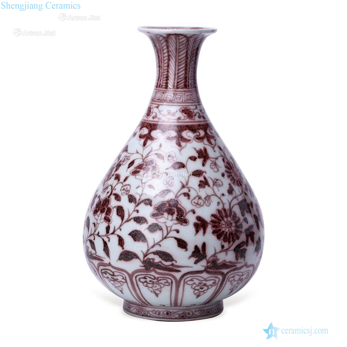 Youligong tangled branches flowers figure in early Ming dynasty okho spring bottle