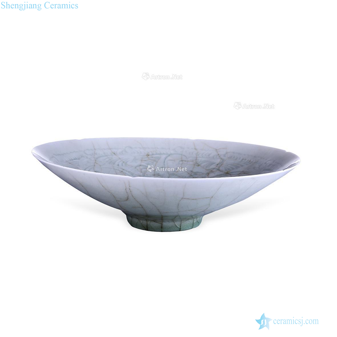 Shadow blue glaze baby play song dynasty carved flower mouth bowl