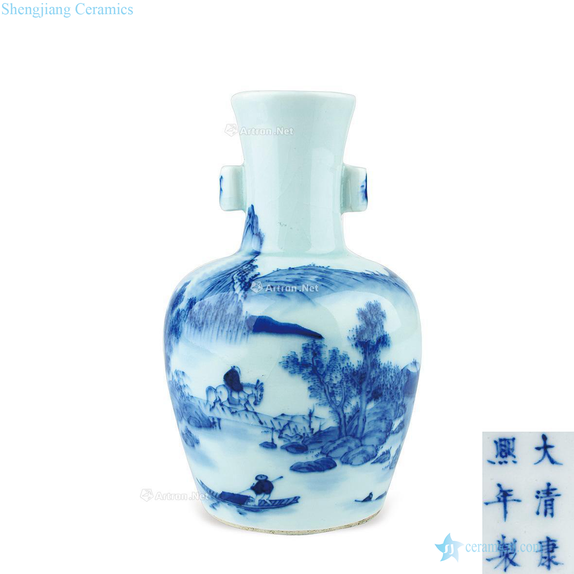 kangxi With the blue and white landscape pattern
