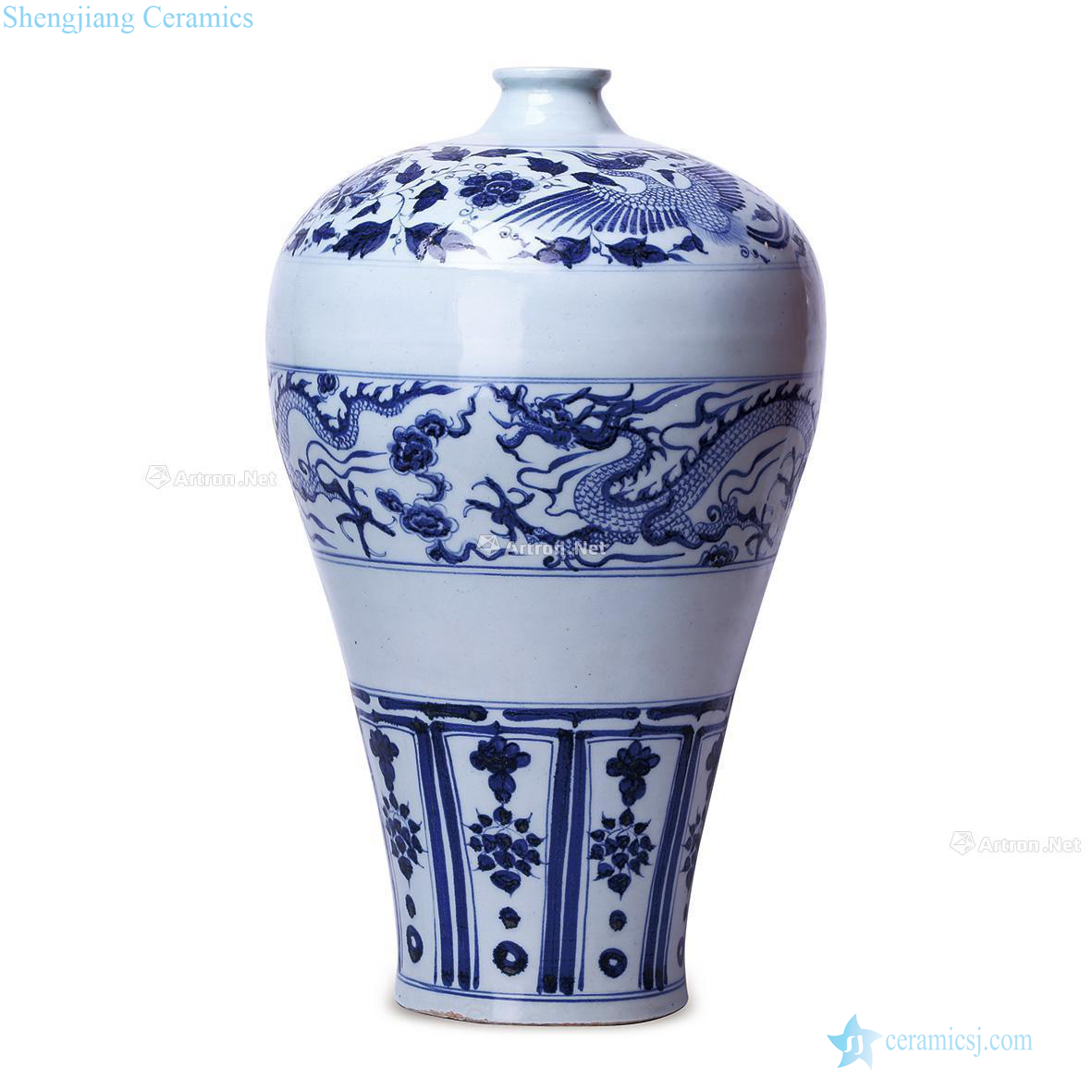 At the end of the yuan Ming Blue and white YunLongWen mei bottles