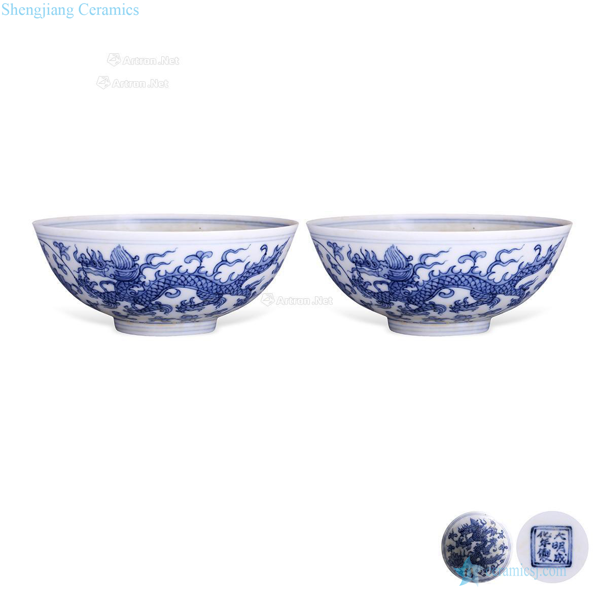 Blue and white floral dragon thin tire shards