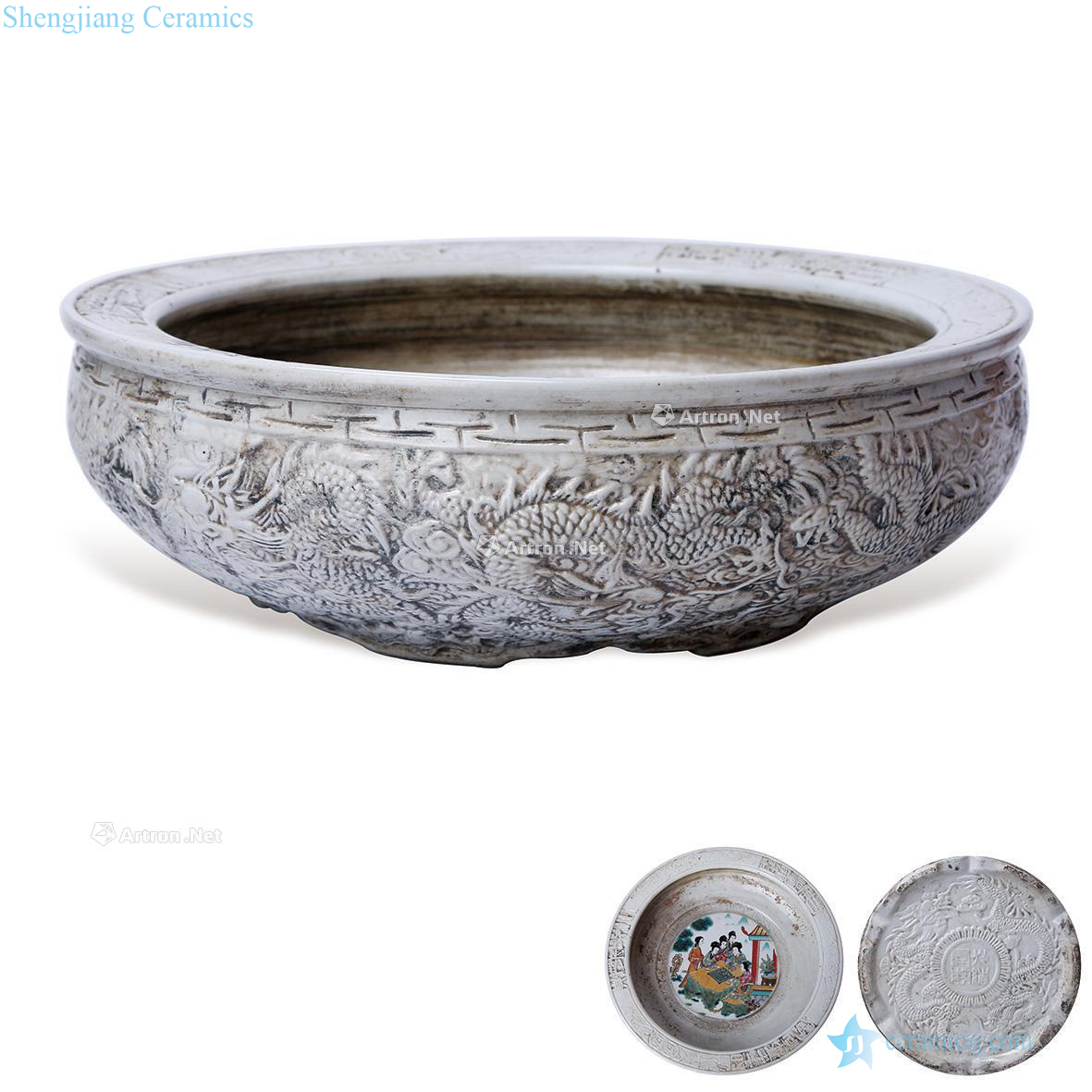 In the qing dynasty Glaze anaglyph silver dragon grain powder enamel had cornucopia