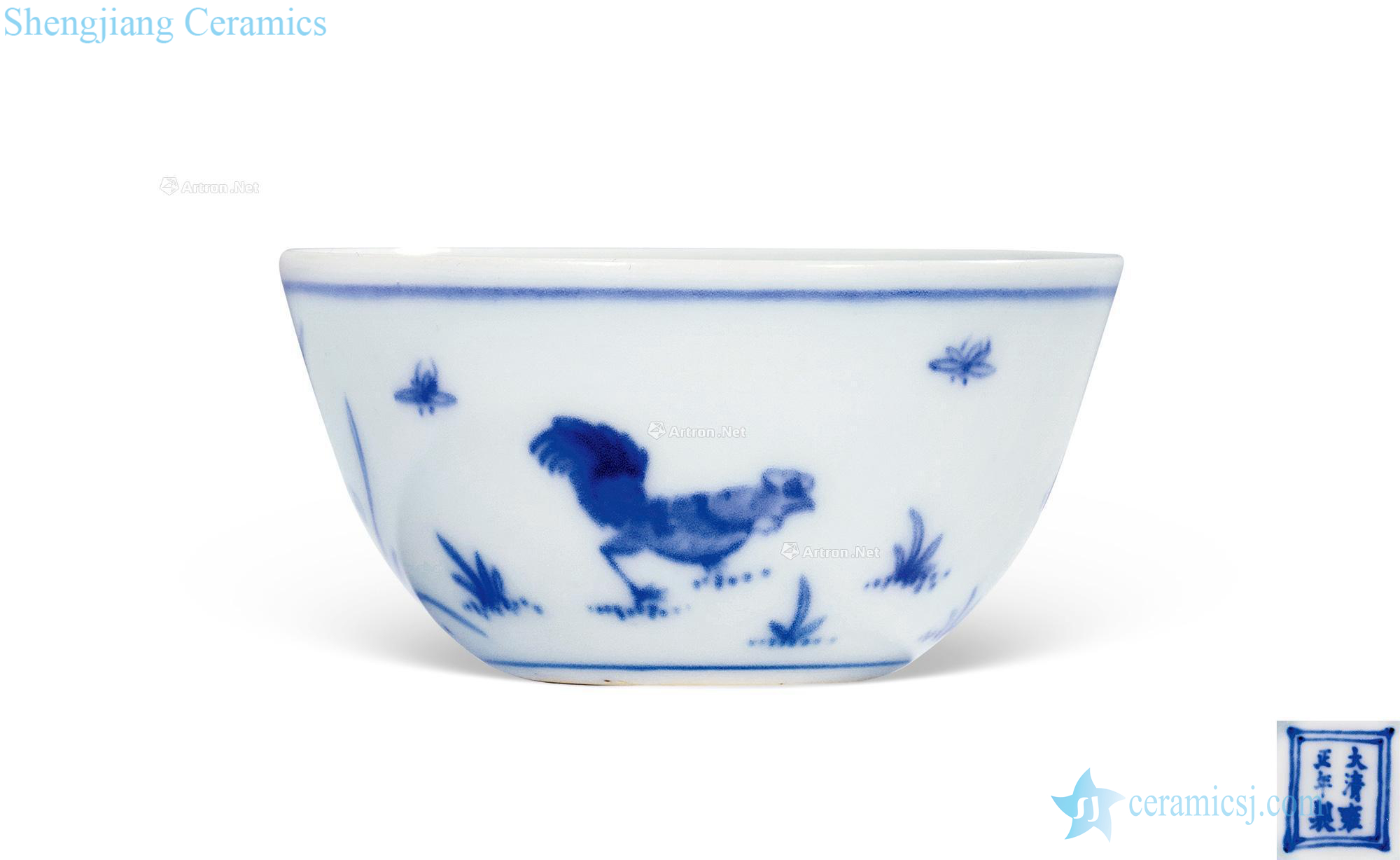 Blue and white chicken qing yongzheng cylinder cup