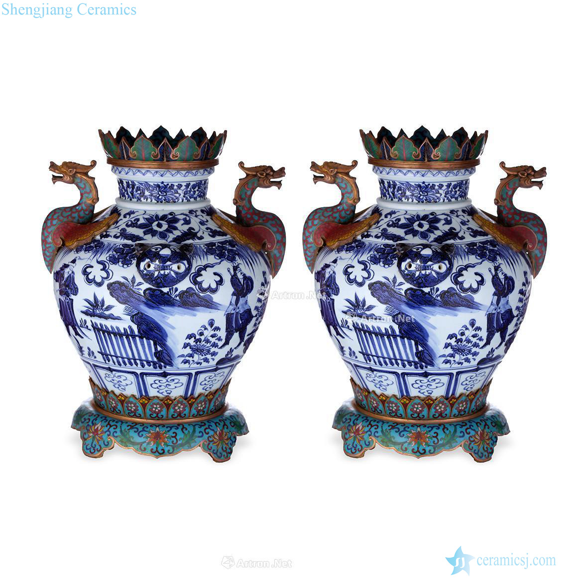 Stories of the yuan dynasty blue-and-white beast ear cans