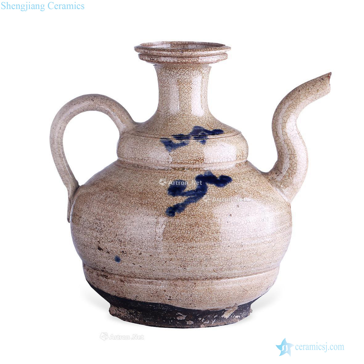 The yuan dynasty White glazed porcelain dish ewer