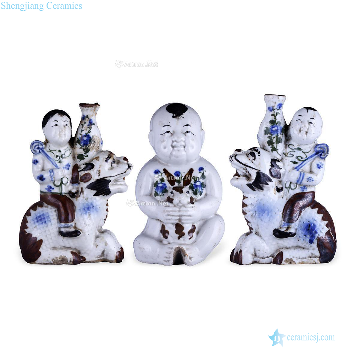 In late qing dynasty Under glaze color porcelain doll (group a)