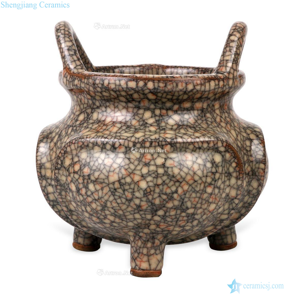 The song dynasty Kiln ears furnace with three legs