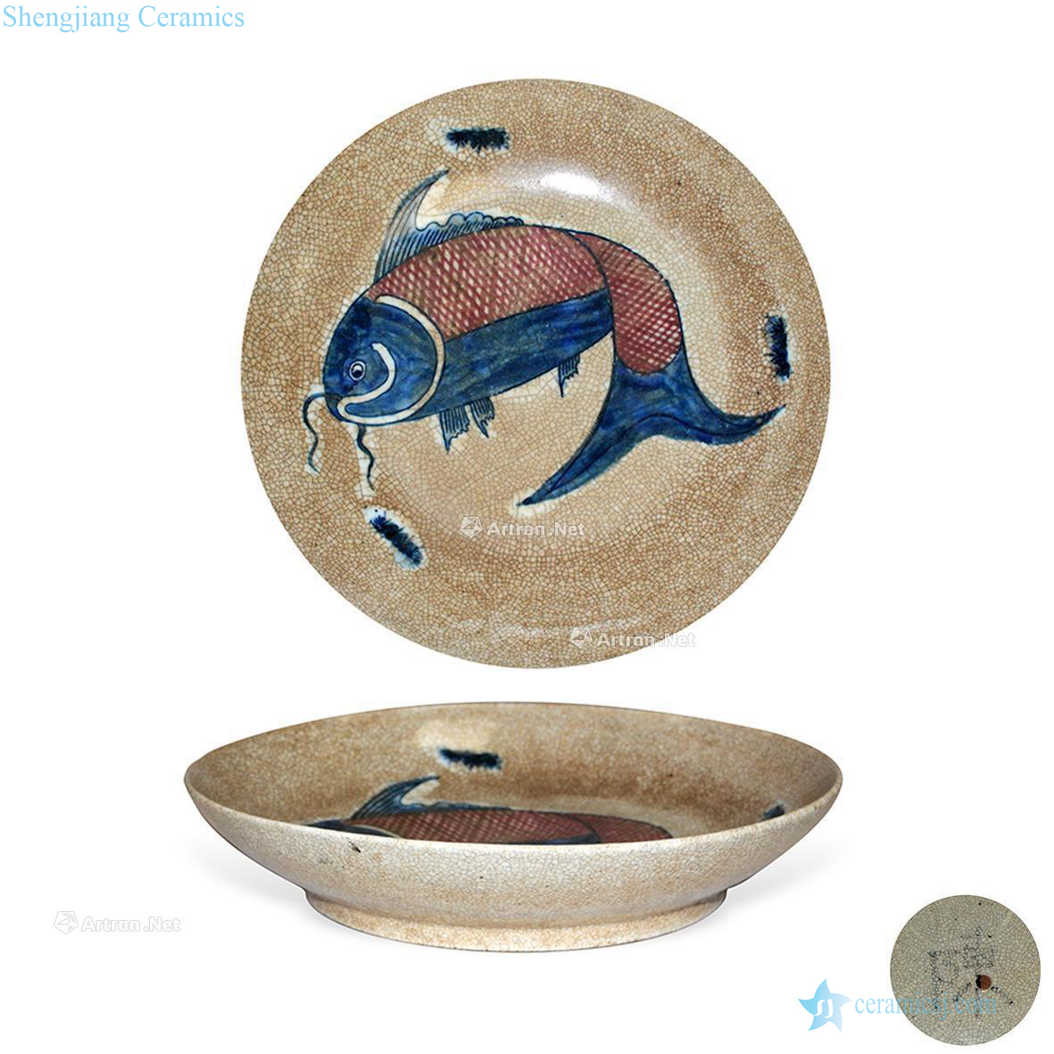 In the Ming dynasty The elder brother of the glaze porcelain youligong carp tray