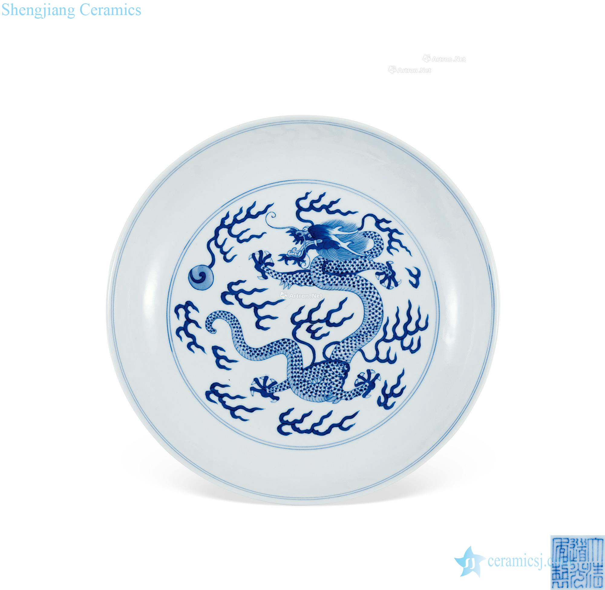 Qing daoguang Blue and white dragon