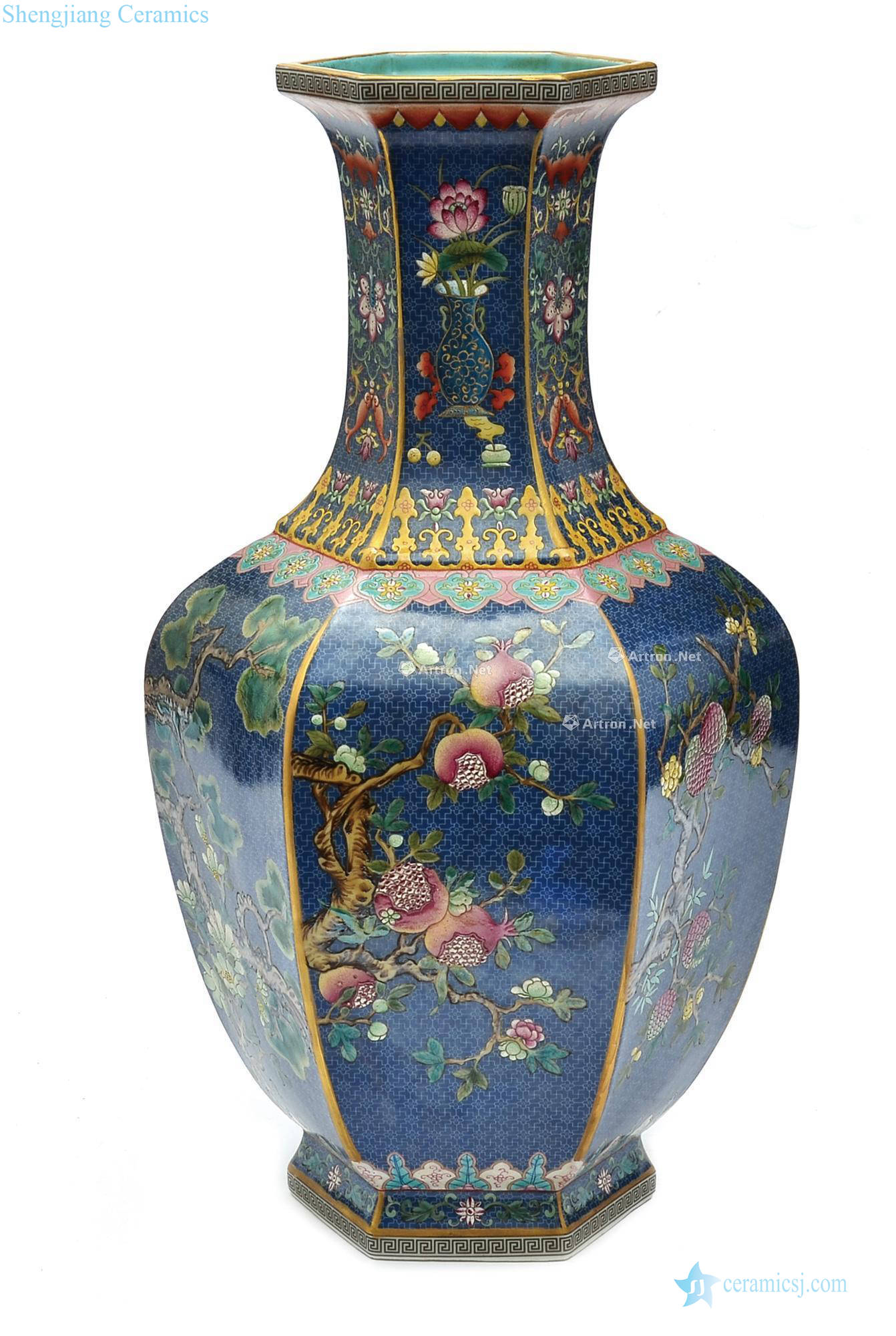 Pastel flower fruit grain in qing dynasty vase