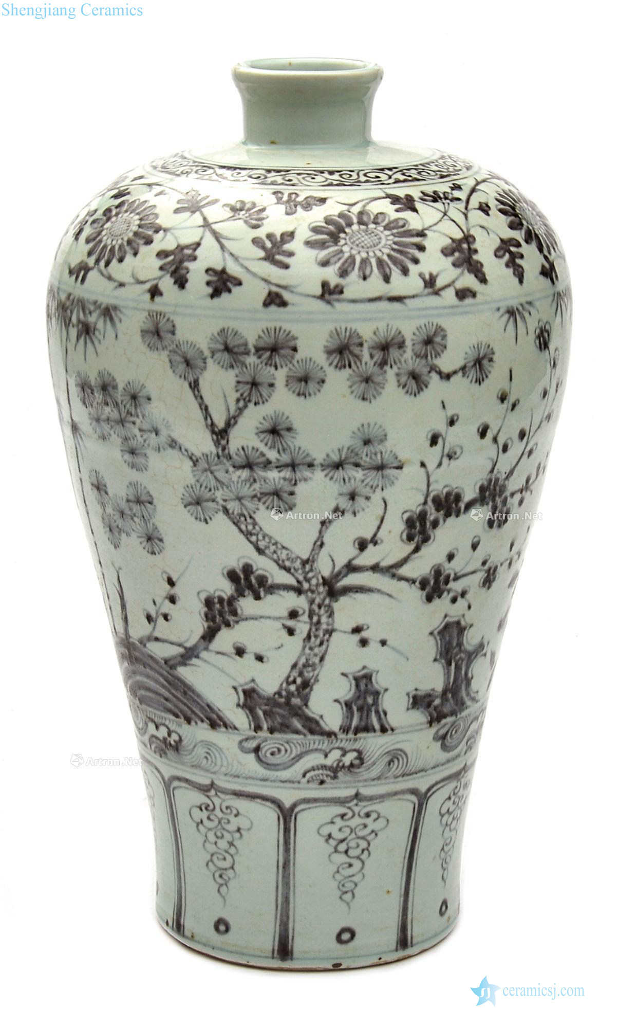 In the Ming dynasty Blue and white youligong age of "poetic" plum bottle