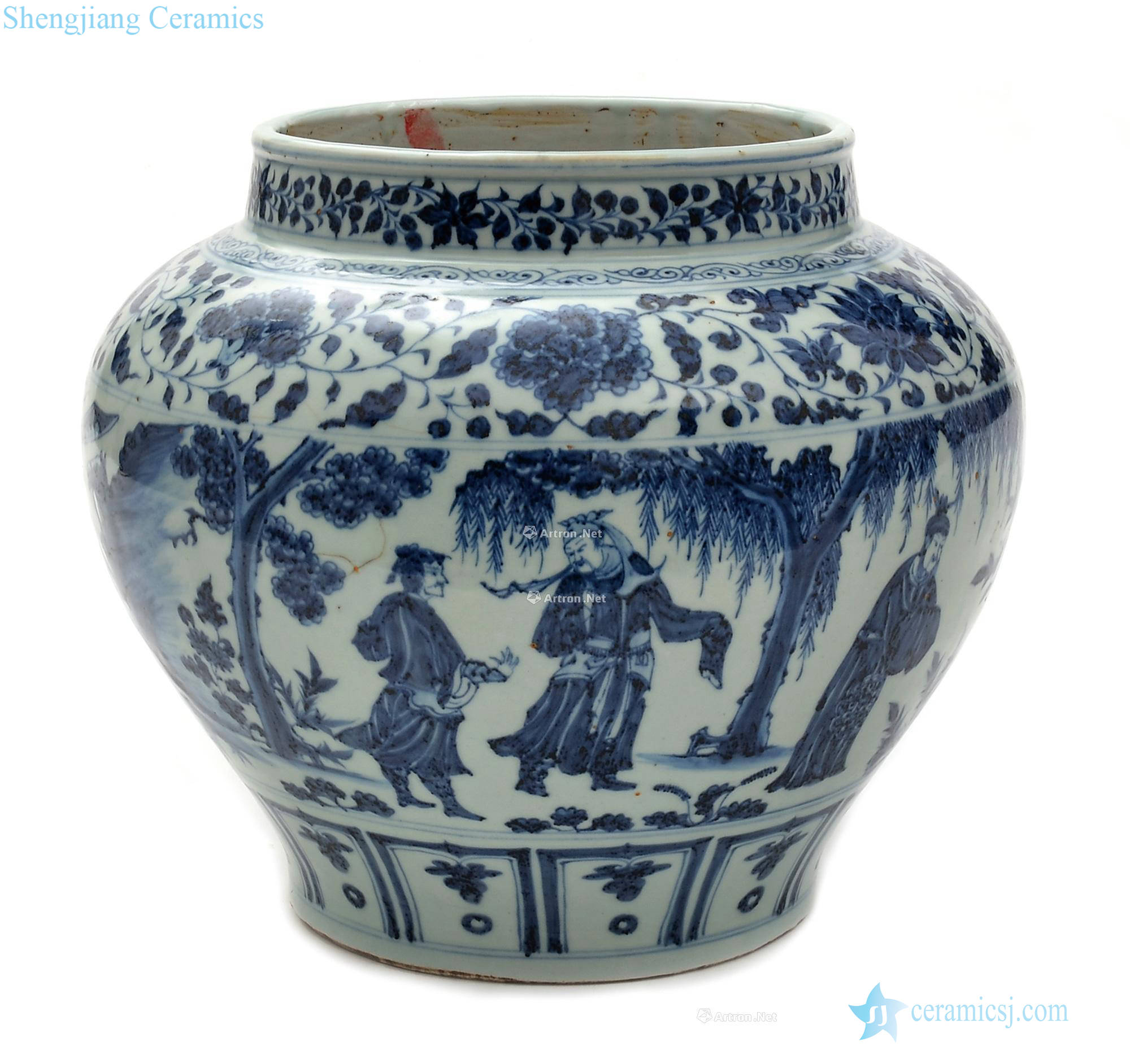 Stories of the yuan dynasty blue and white grain big cans