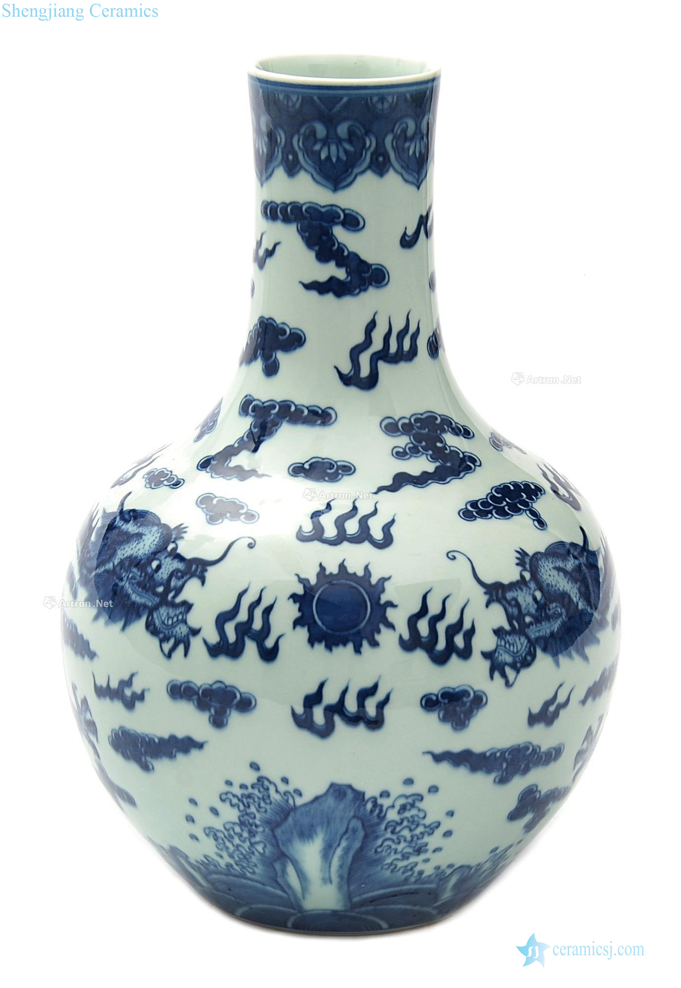In the qing dynasty Blue and white YunLongWen tree