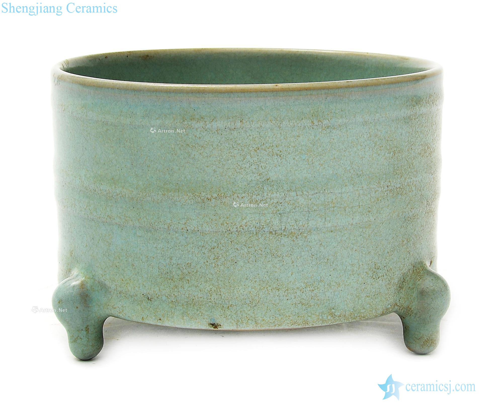 The song dynasty Your kiln azure glaze casket with three legs