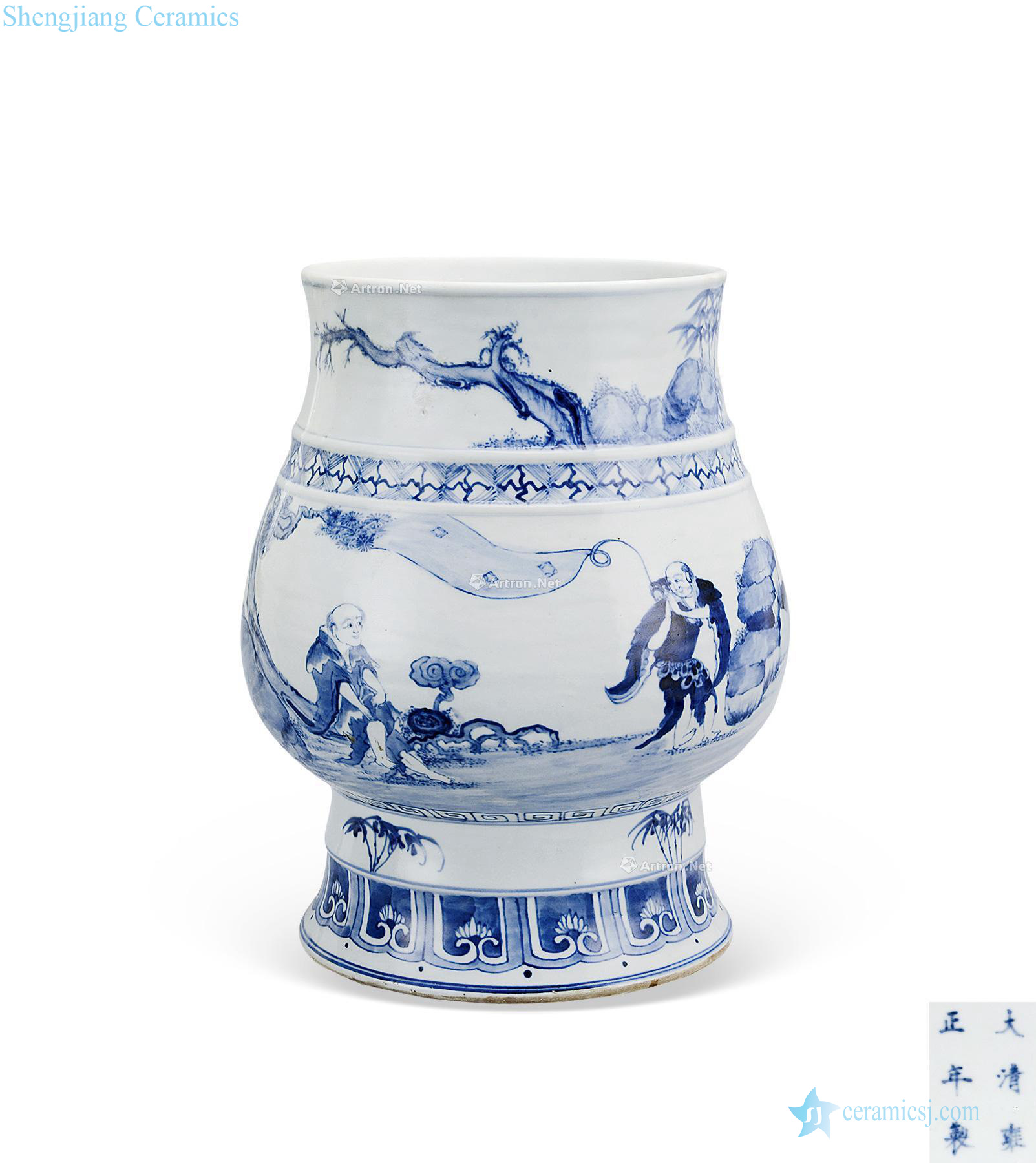 Qing dynasty blue and white and two fairy lines