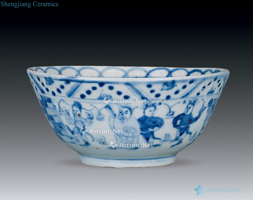 Qing guangxu Blue and white money green-splashed bowls