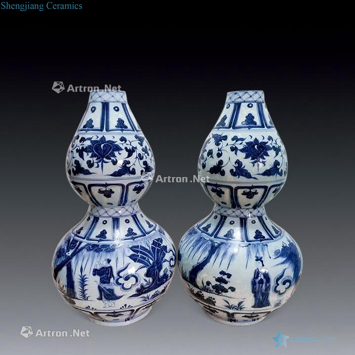 yuan Character lines gourd bottle