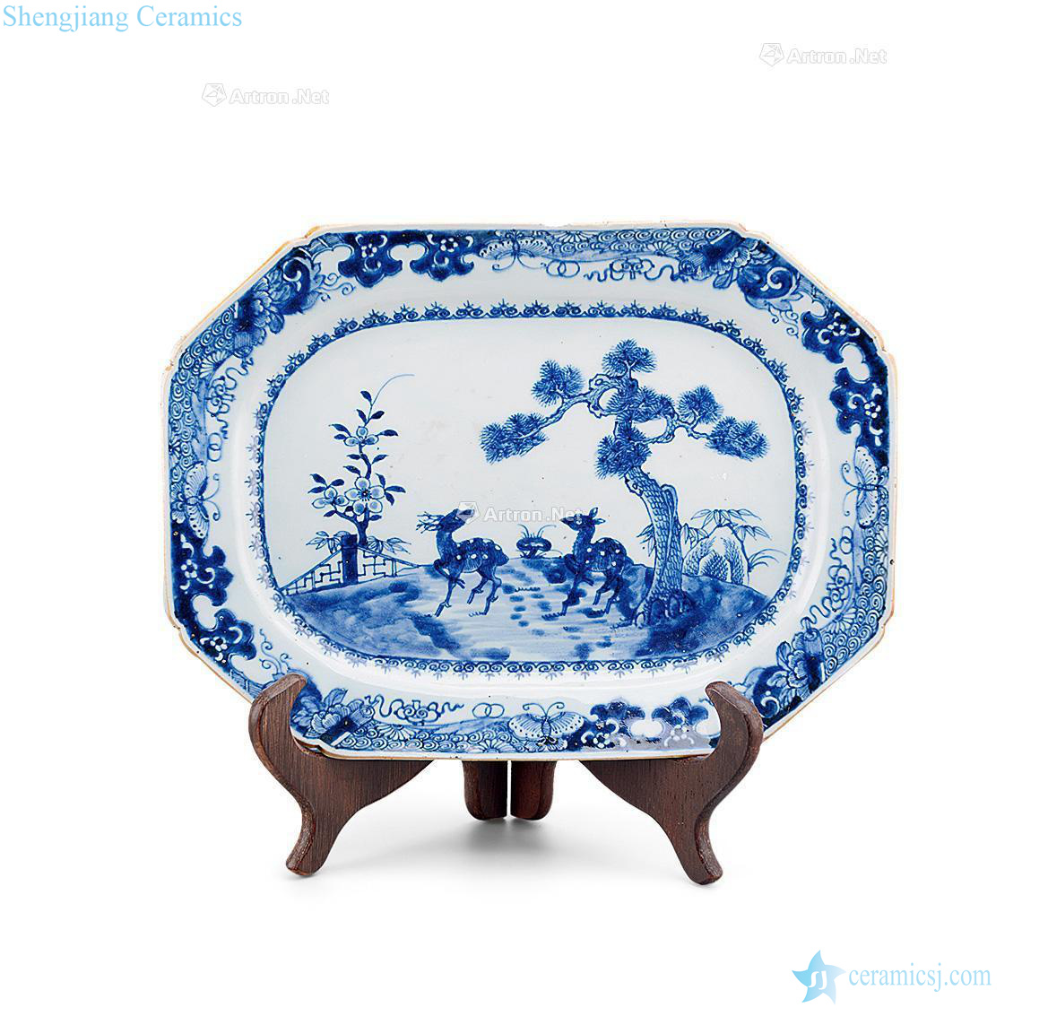 qing Blue and white pine deer anise