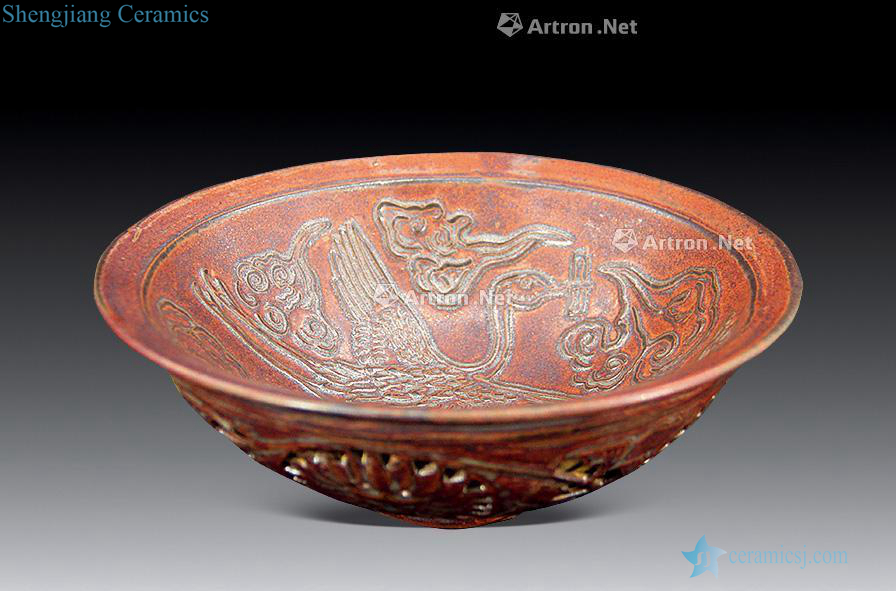 yuan Red glaze is hollow-out the double phoenix grain dishes