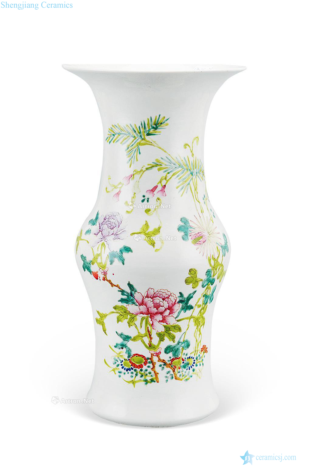Clear pastel grain flower vase with flowers