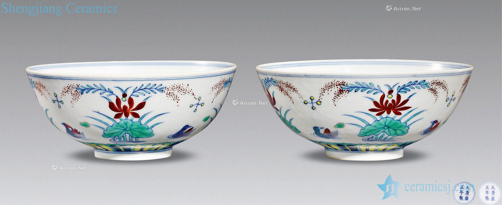 Qing yongzheng bucket color lotus yuanyang bowl (a)
