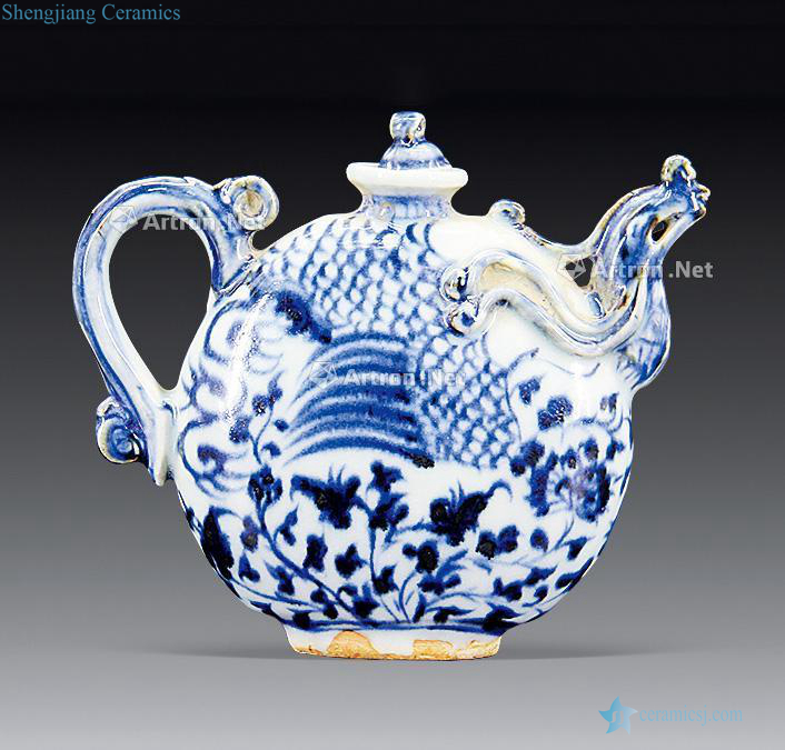 yuan Blue and white chicken wear grain chicken first ewer (with cover)