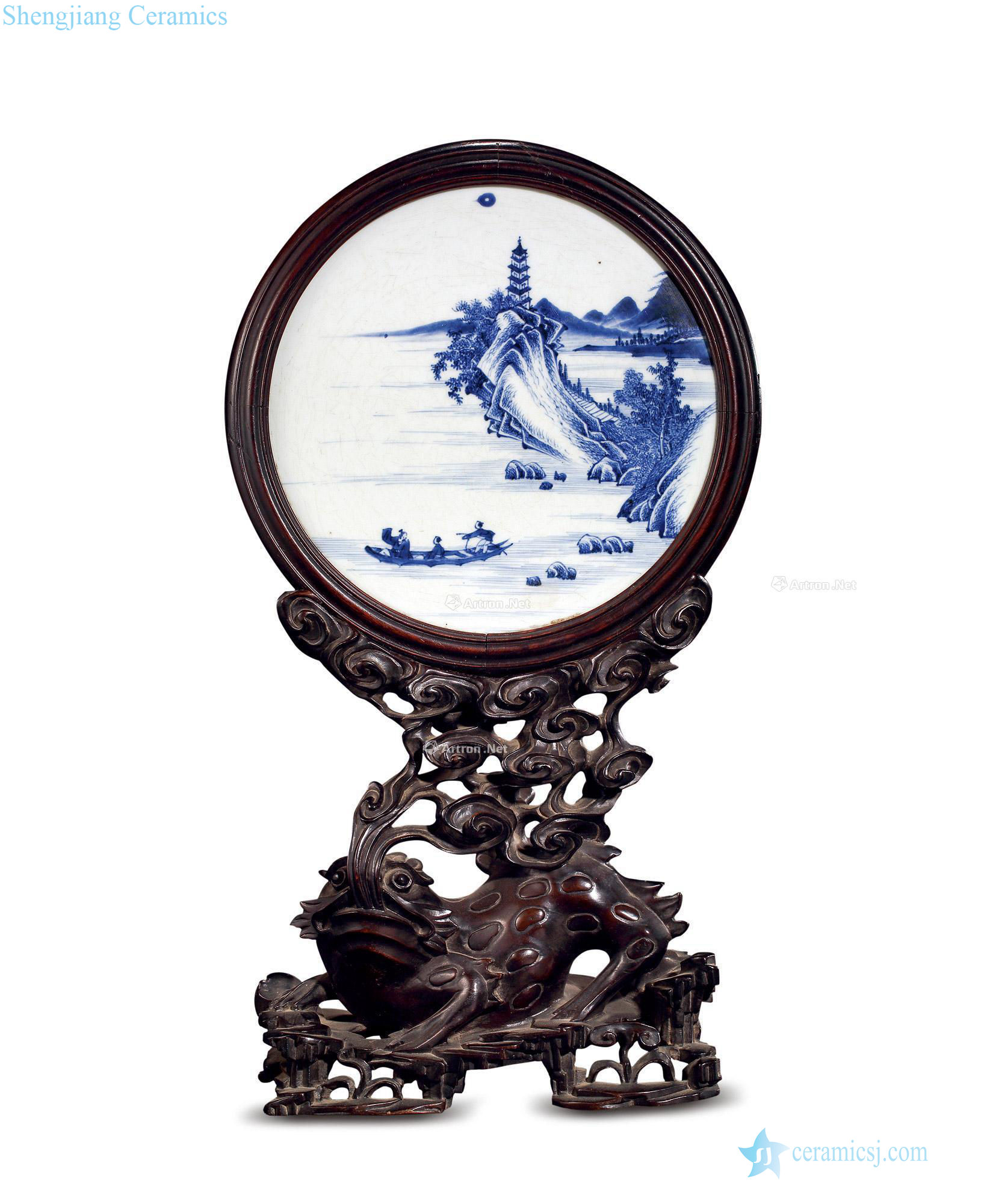 Qing yongzheng Blue and white porcelain plate plaque landscapes