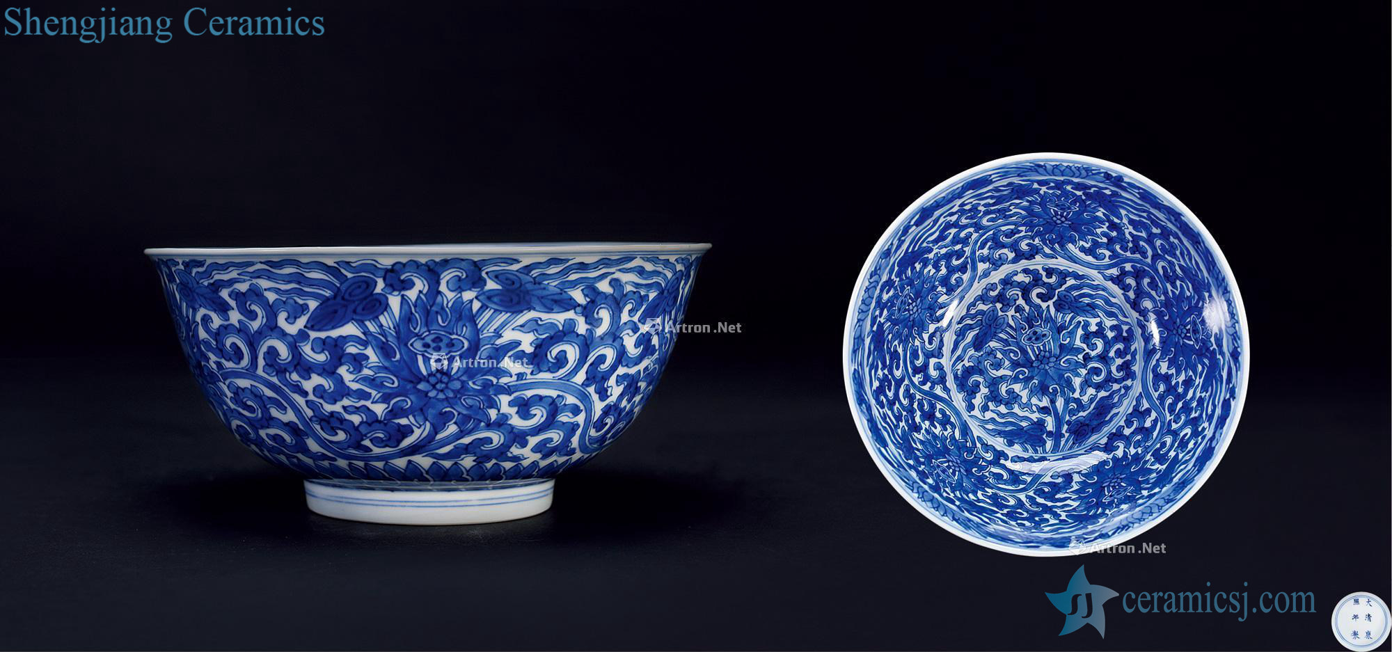 The qing emperor kangxi Blue and white lotus flower bowls