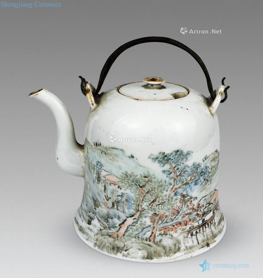 Qing porcelain shallow color girder pot