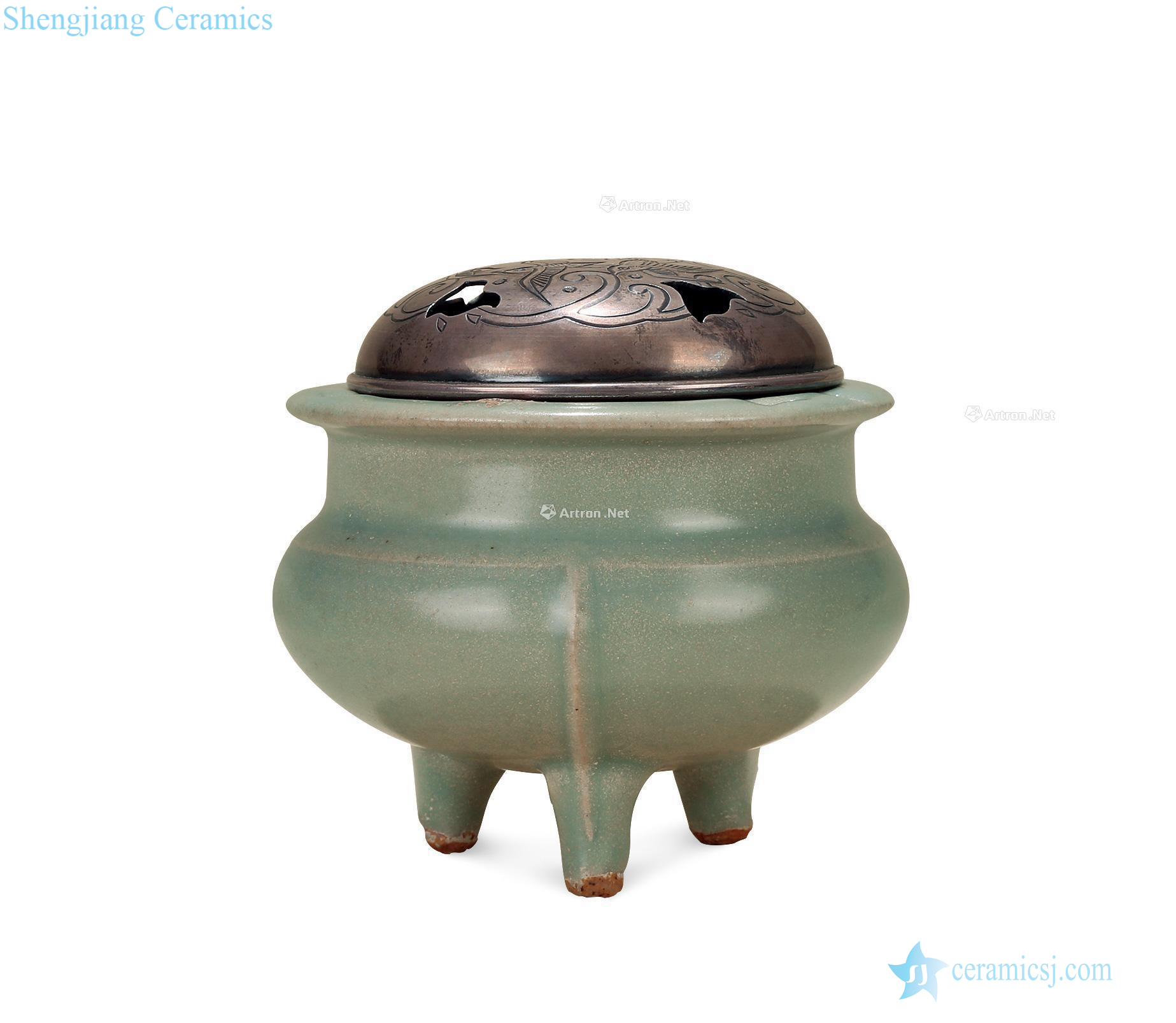 The southern song dynasty longquan celadon by furnace cover with silver