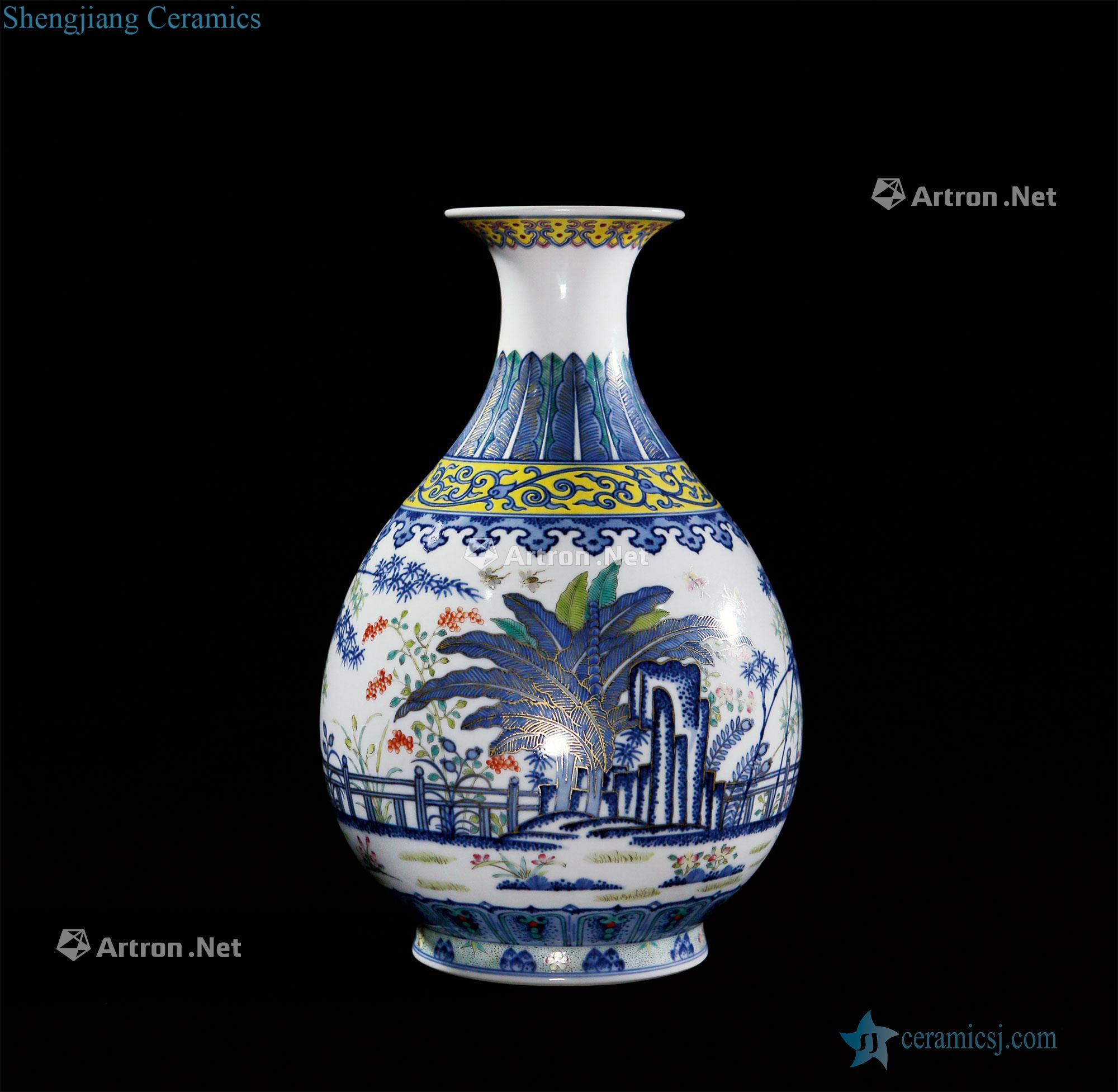 Qing dynasty blue and white color paint okho spring