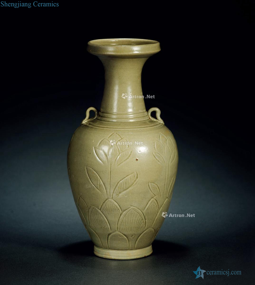 Northern song dynasty, longquan gold village kiln, double dish buccal bottle