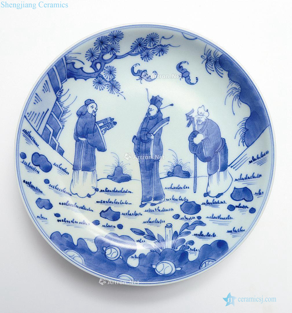 Qing dynasty blue and white samsung TuShang plate