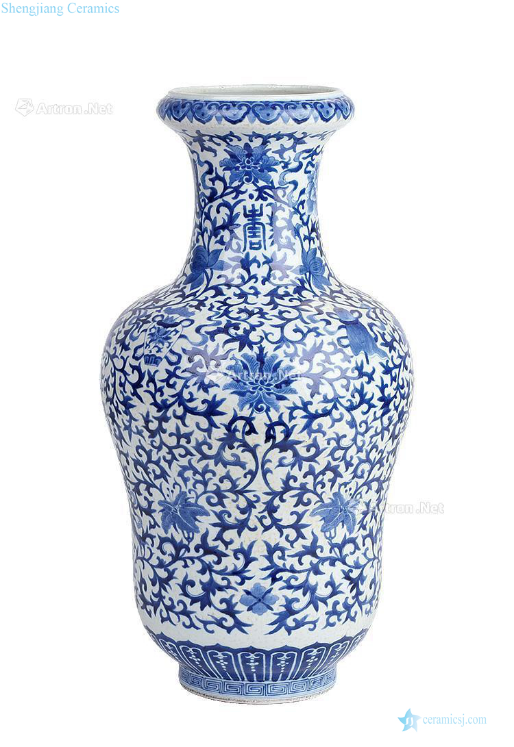 Qing jiaqing years with blue and white tie up branches in a bottle