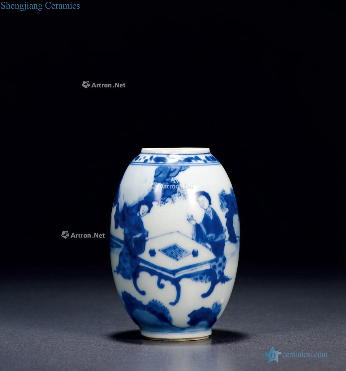 The qing emperor kangxi, four beautiful blue and white lotus seed cans