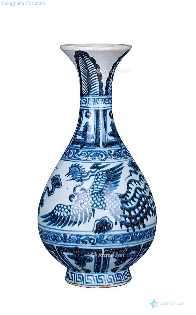 yuan Blue and white grain okho spring bottle