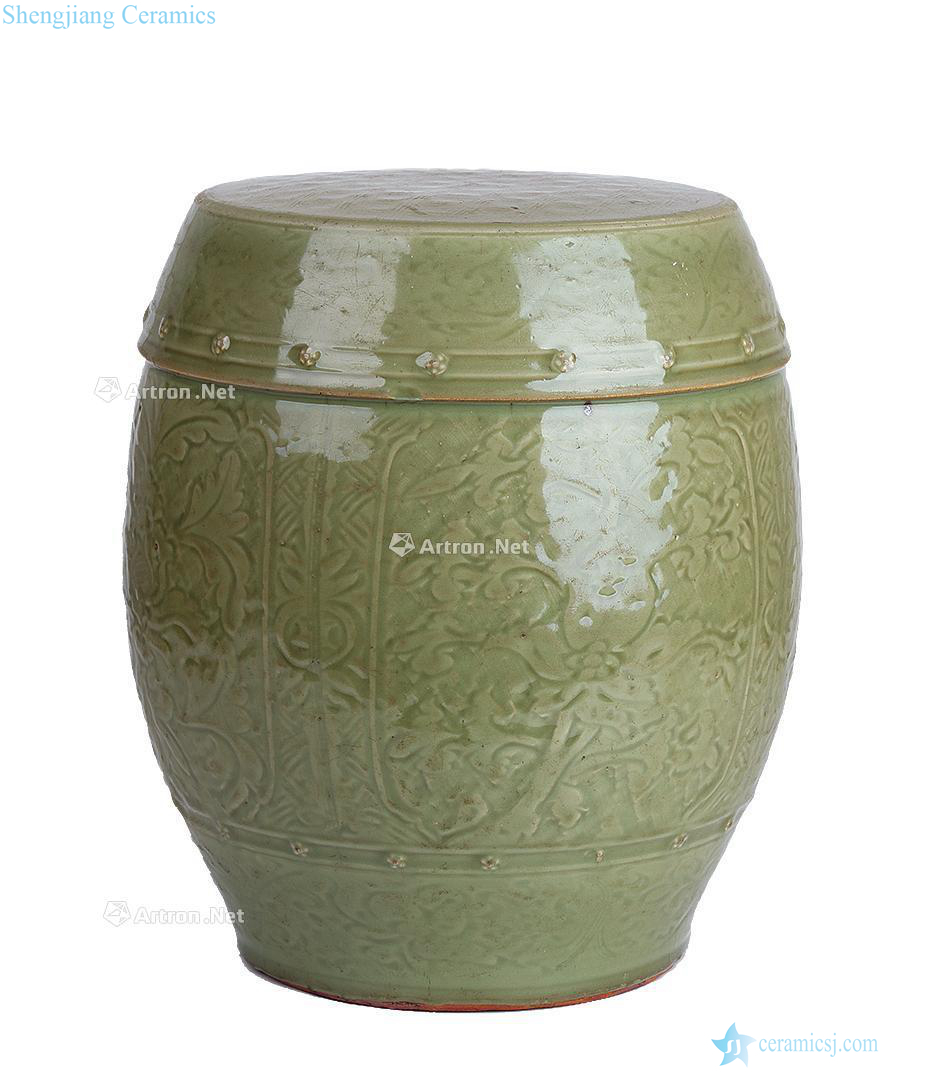 Longquan celadon celadon drum stool in early Ming dynasty