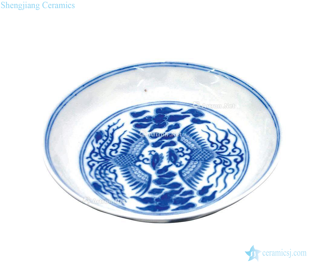 Qing xuantong kiln porcelain double phoenix tray