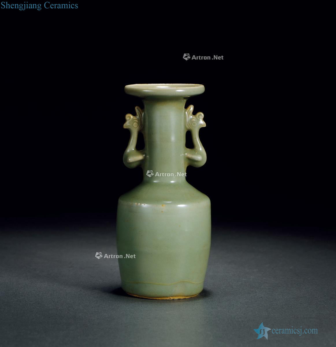 Ming or earlier, longquan celadon vase with a chicken
