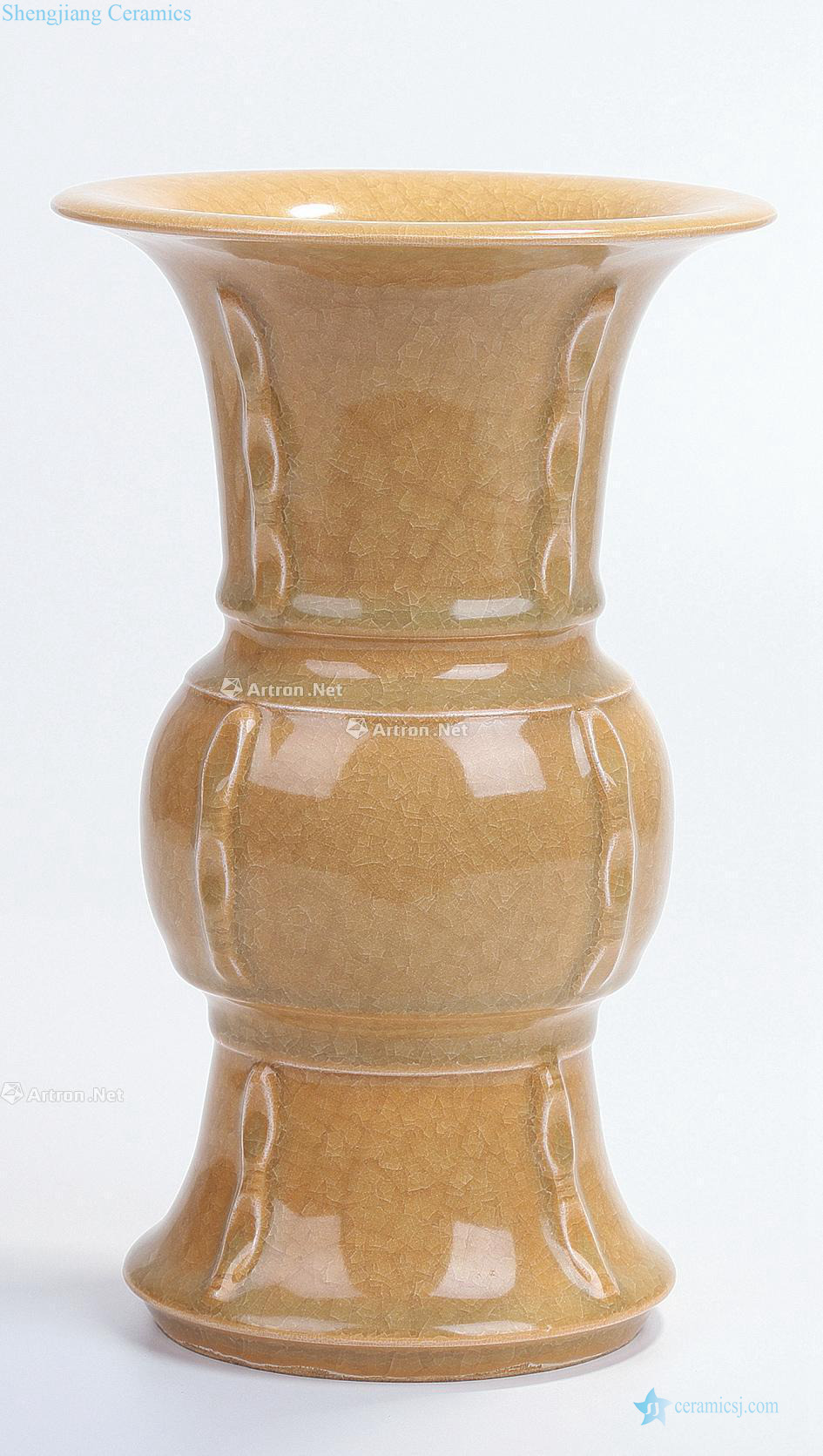 The song dynasty Longquan celadon yellow glaze vase with flowers