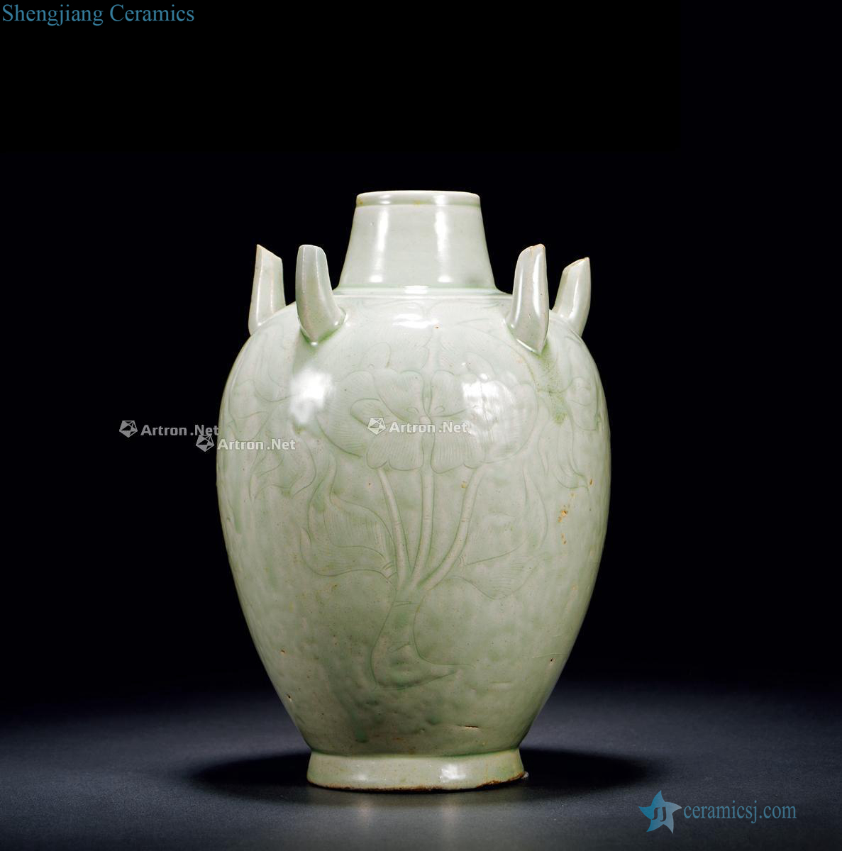 Northern song dynasty, longquan celadon score five tube bottles