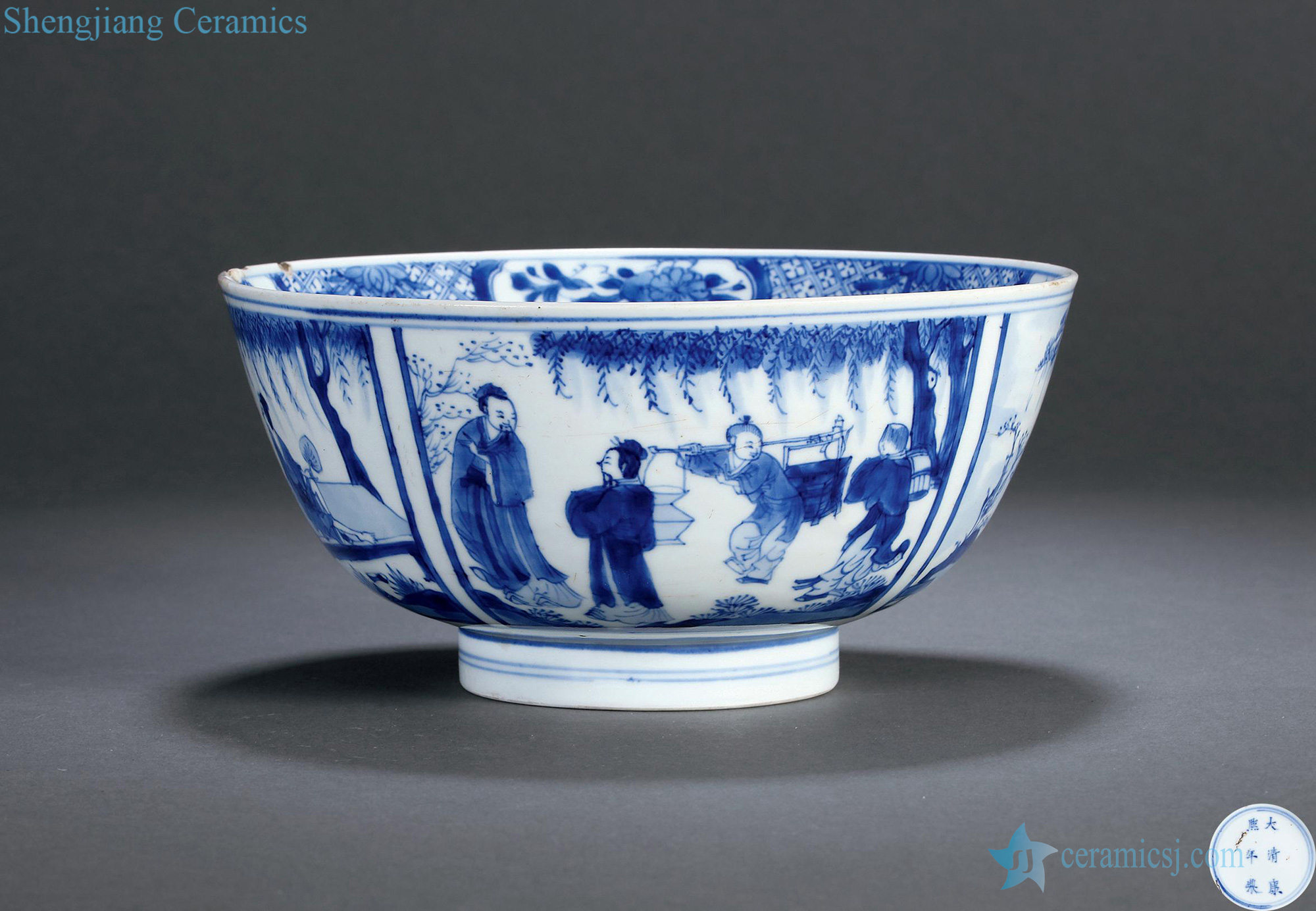 The qing emperor kangxi porcelain painting "four love figure" big bowl