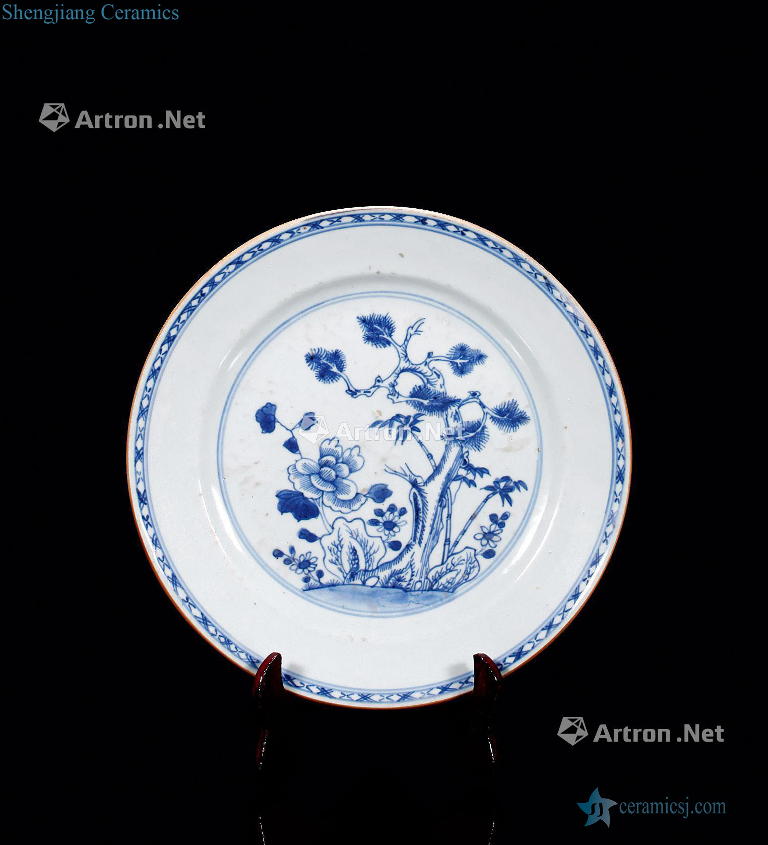 The early qing dynasty blue and white flower tray