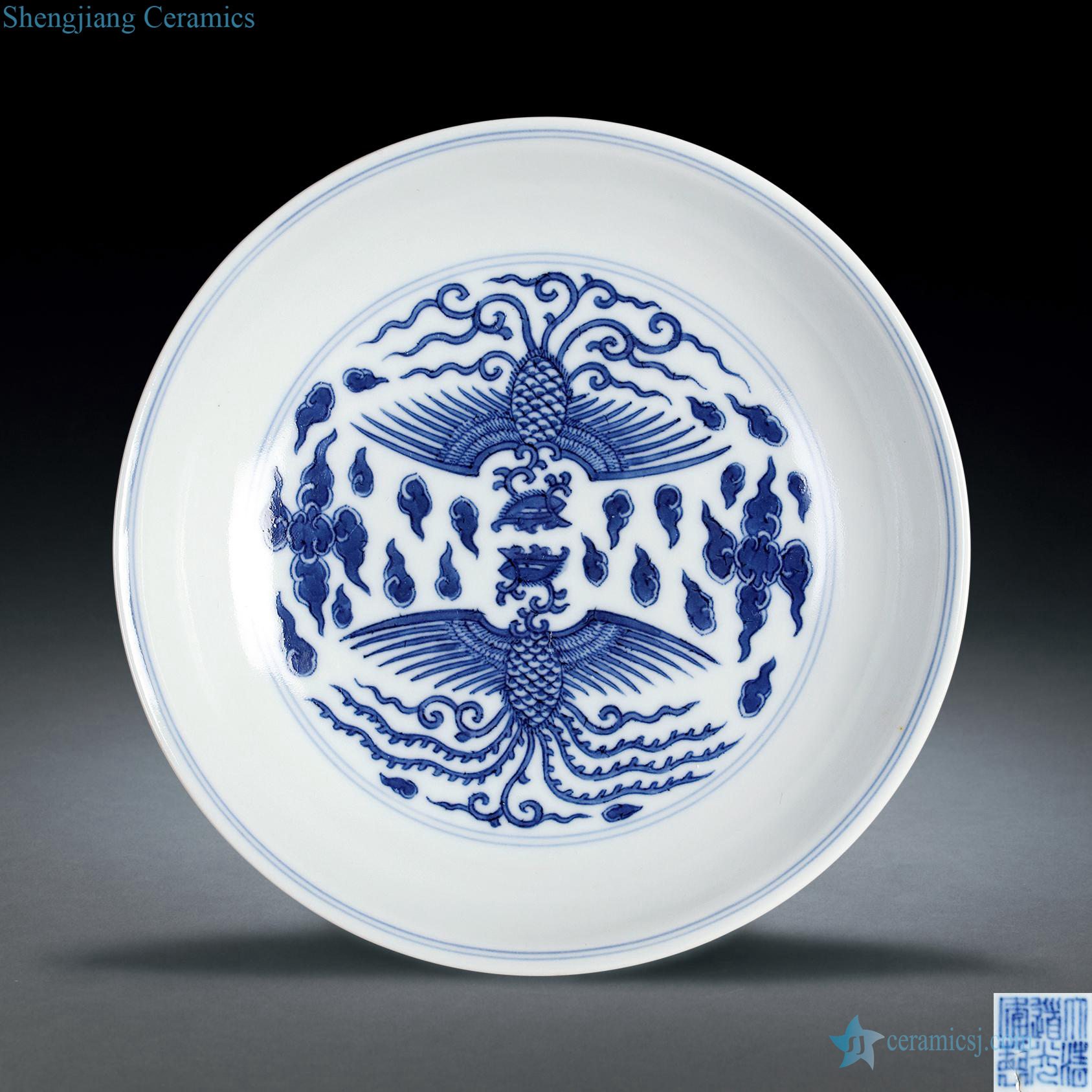 Qing daoguang Blue and white grain disc
