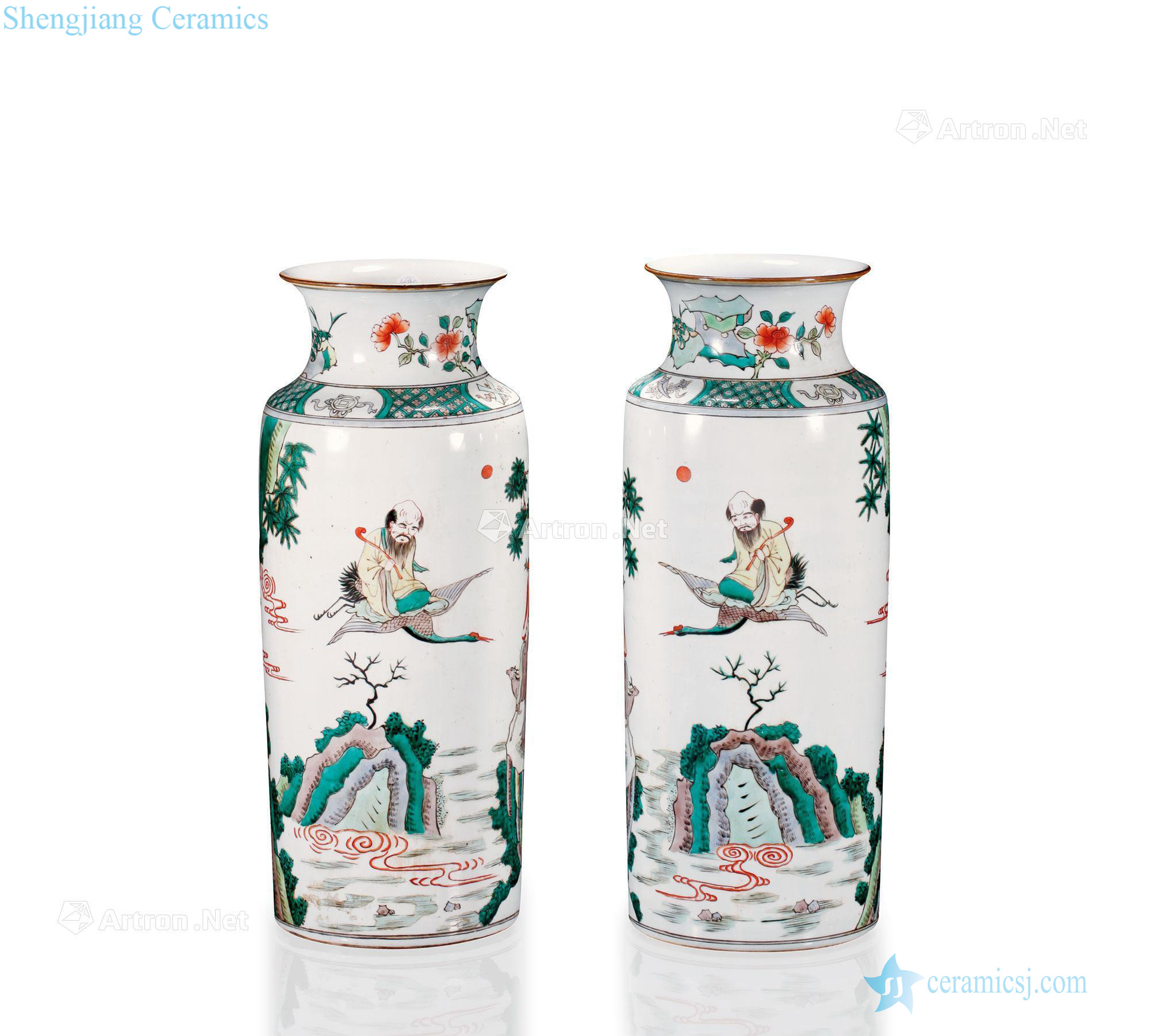 qing Colorful fairy story by crane figure bottles (a)
