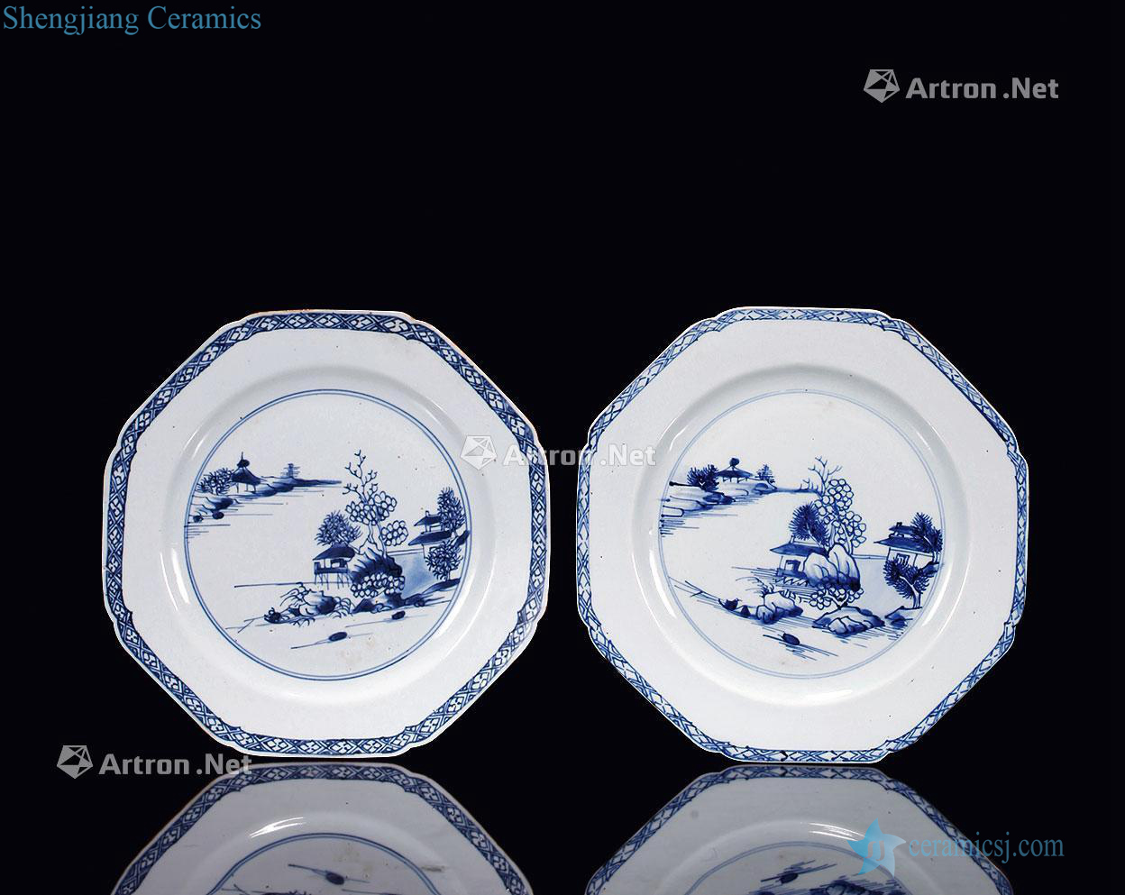 In the early qing Blue and white landscape figure plate (a)