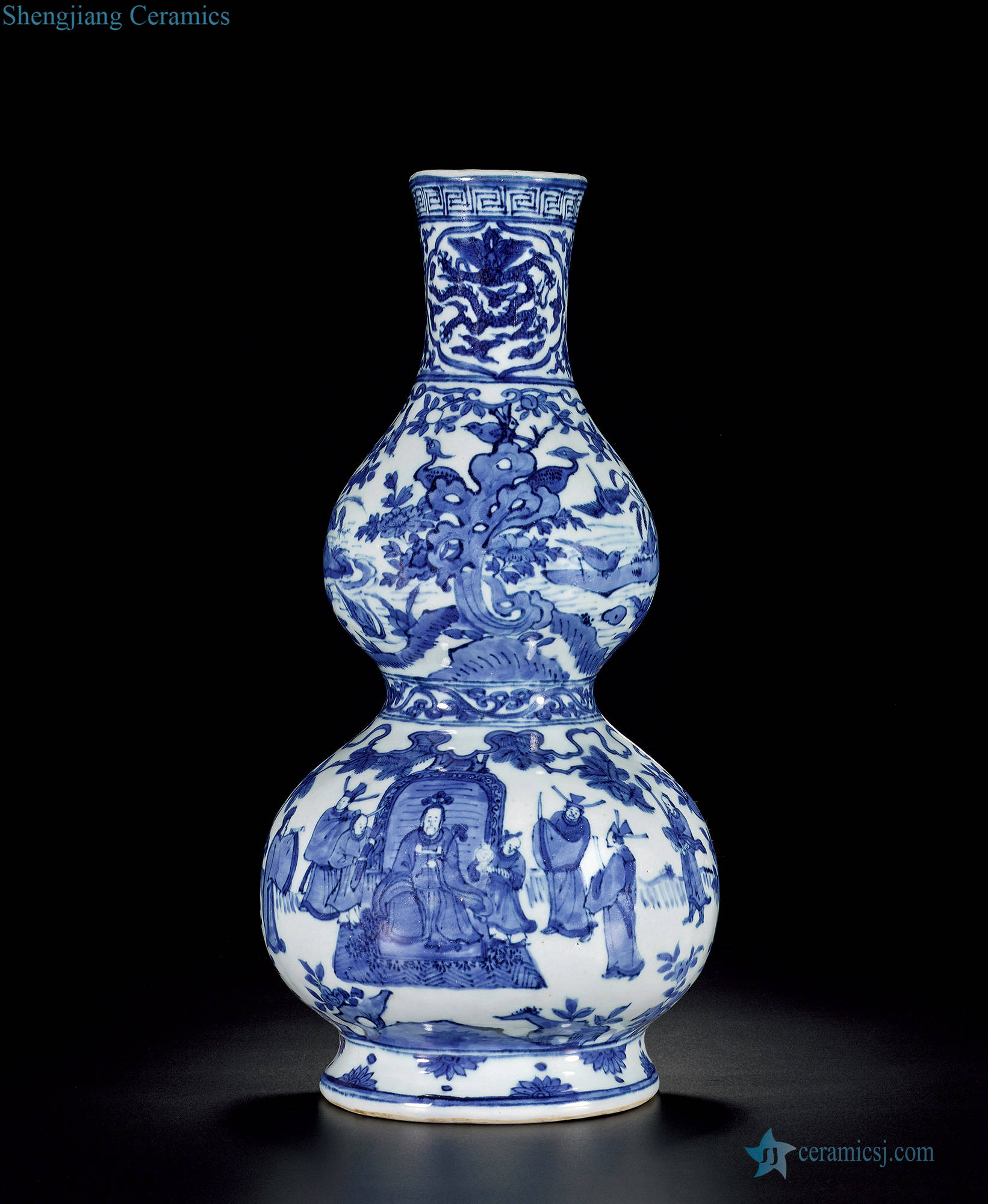 Ming wanli Blue and white gourd bottle wall