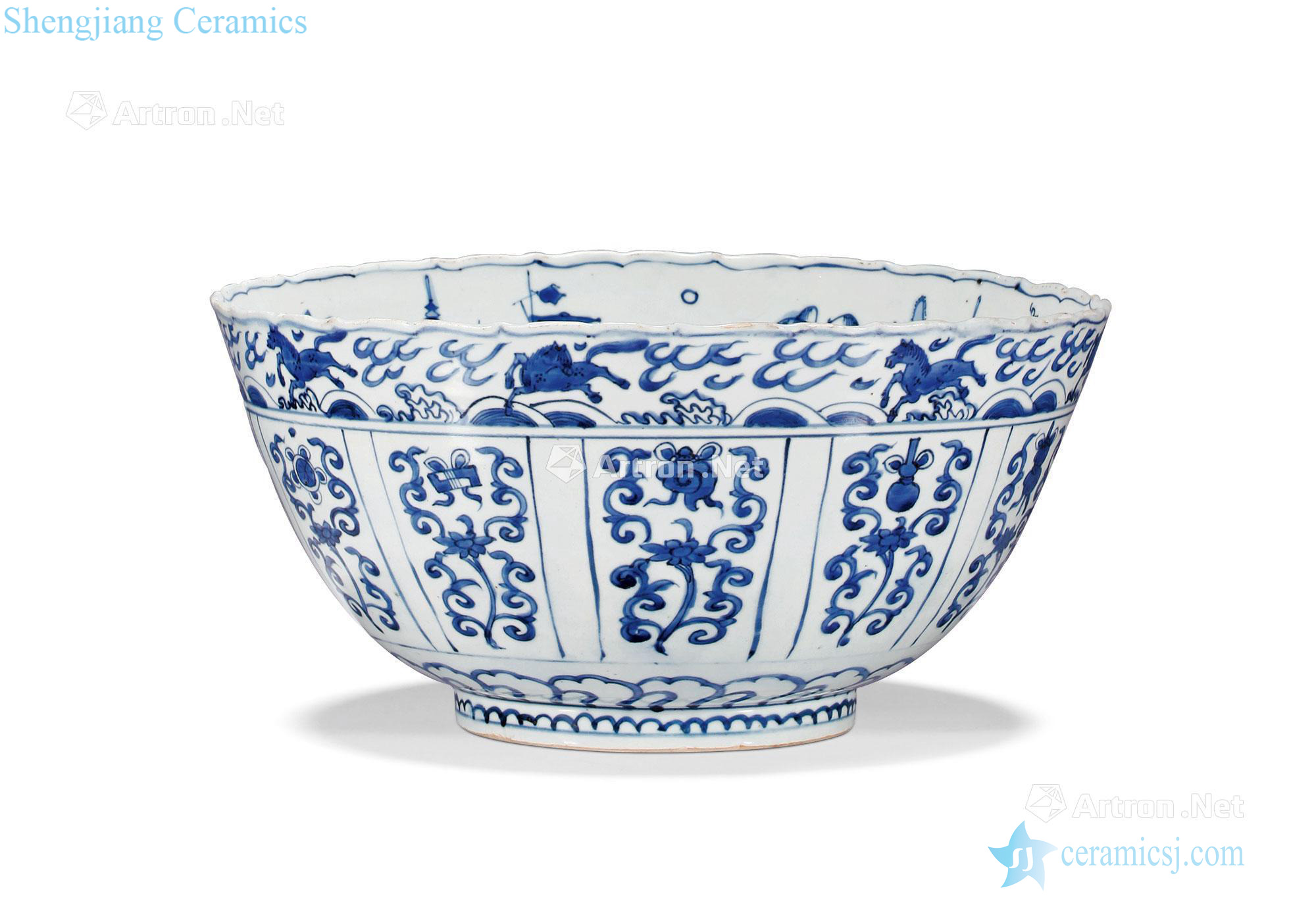 Qing qianlong Blue and white medallion lotus sweet grain and large bowl